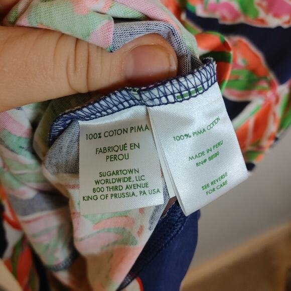 Lilly Pulitzer Size Extra Small XS 100% Pima Cotton Palmetta Dress Vias Print - Picture 4 of 11